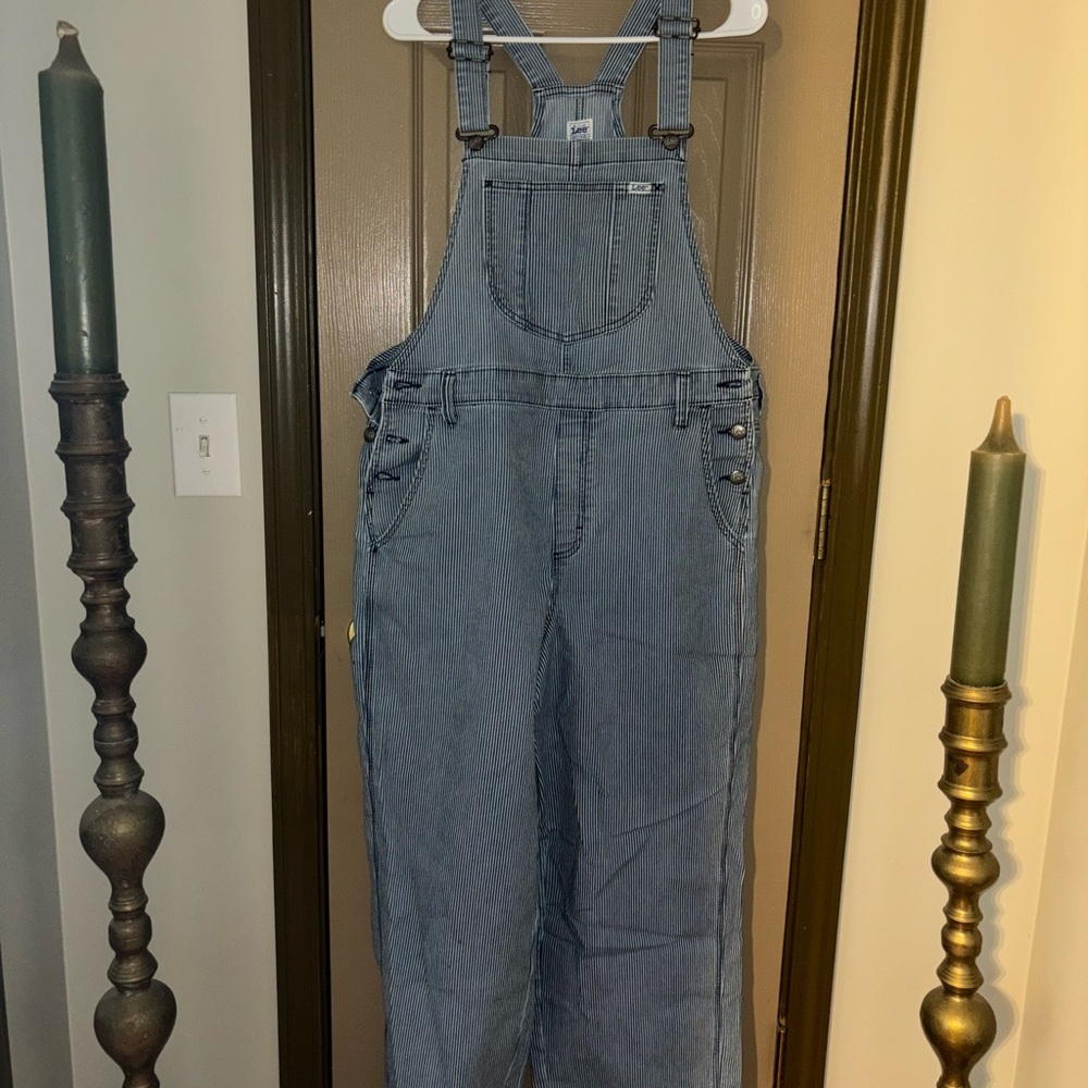 Blue & White Striped Lee Denim Overalls